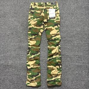 Smoke rise mens utility twill stacked pants "wood camo"